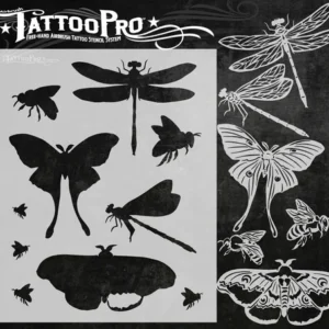Wiser TattooPro - Dragonfly & Moth Airbrush šablóna – Obrázok 3