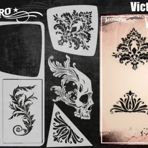 Wiser TattooPro - Victorian Skull Airbrush šablóna – Obrázok 4