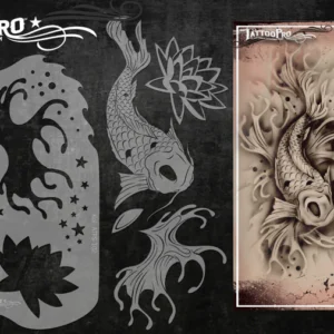 Wiser TattooPro - Koi & Lotus Airbrush šablóna – Obrázok 3