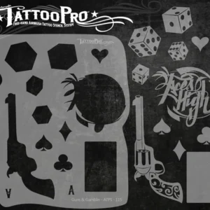 Wiser TattooPro - Guns & Gamblin Airbrush šablóna – Obrázok 3