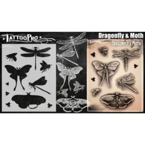 Wiser TattooPro - Dragonfly & Moth Airbrush šablóna – Obrázok 4