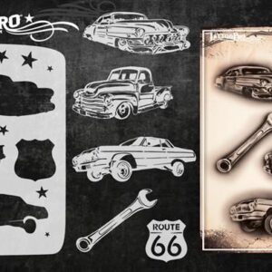 Wiser TattooPro - Classic Cars Airbrush šablóna – Obrázok 3